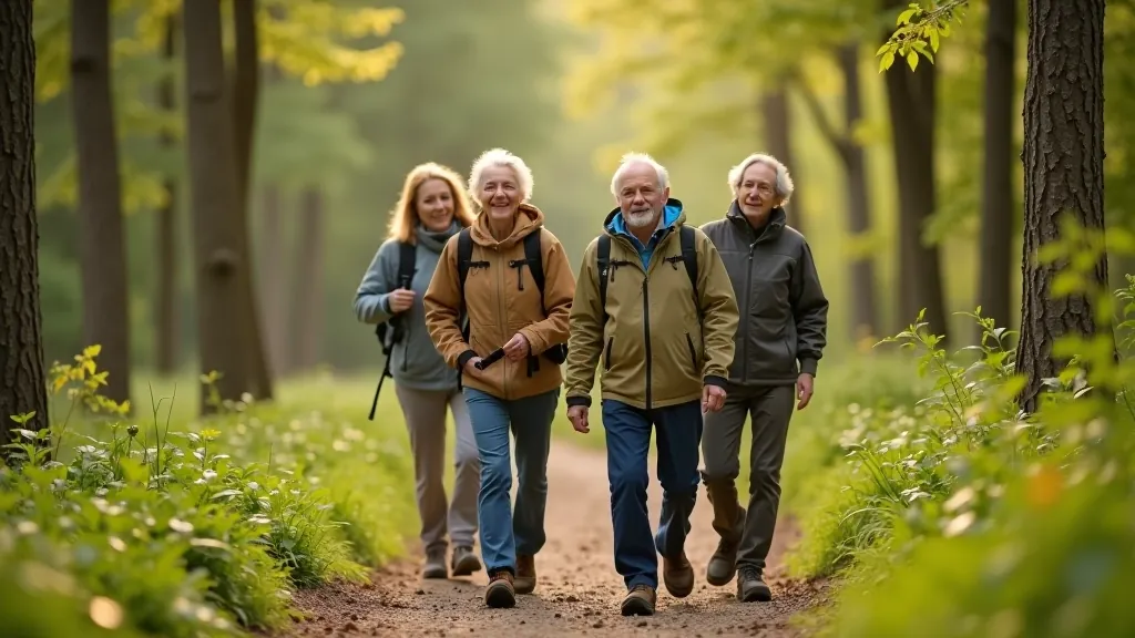 Senioru grupa pastaigas laikā
